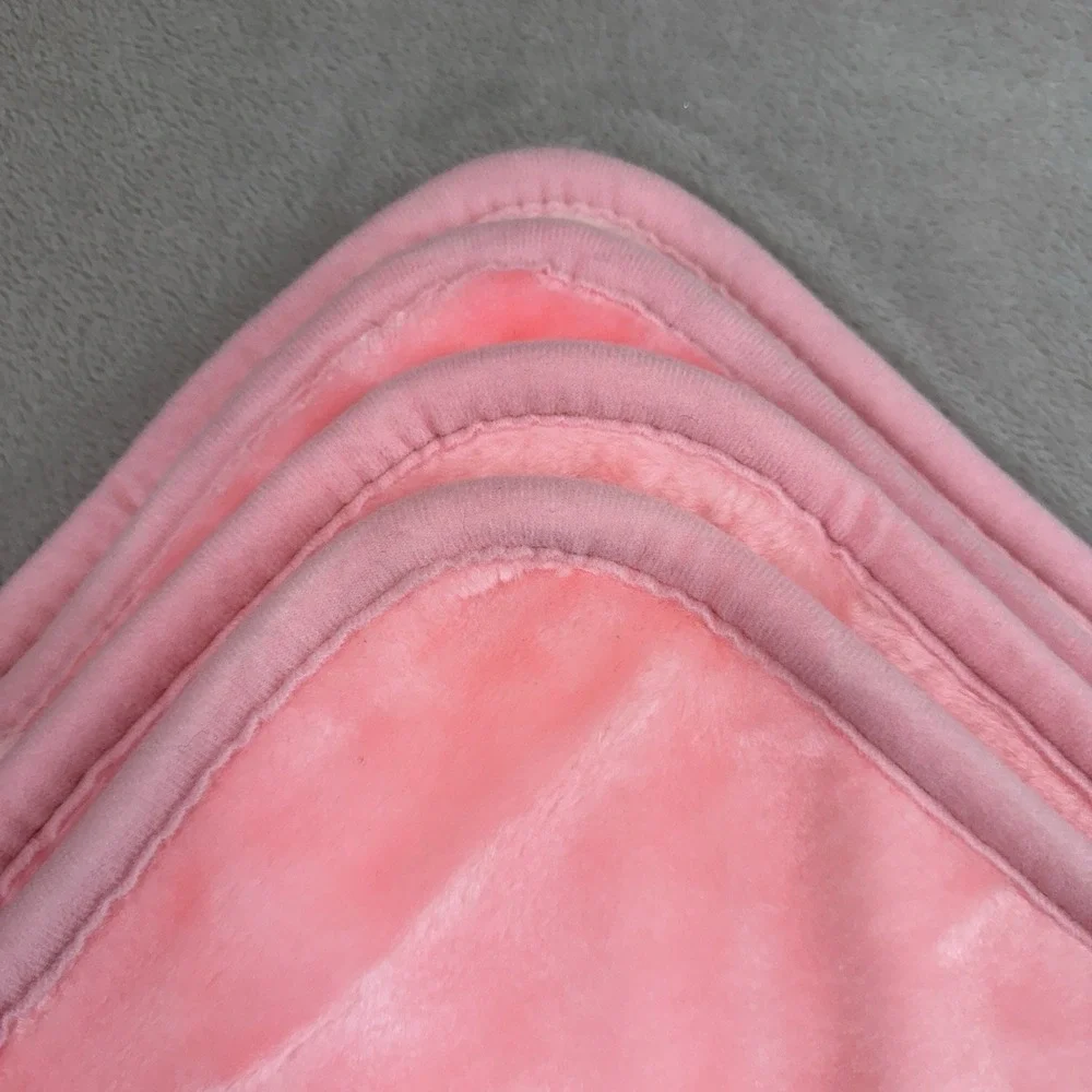 Vtg Korean Mink Baby Blanket Precious Moments Girl Duck Goose Pink Cottage 80s